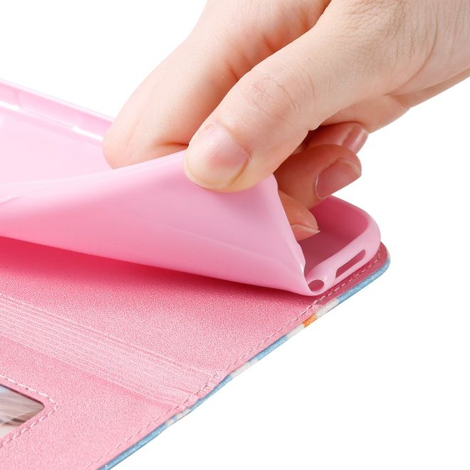 Étui pour iPhone 11 Pro Max - Couverture livre en cuir pailleté à motifs floraux - Bleu