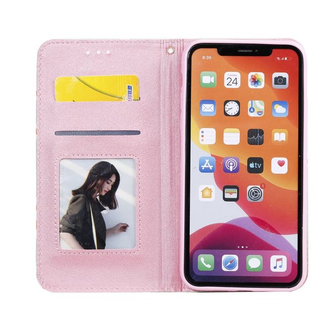 Étui pour iPhone 11 Pro Max - Couverture livre en cuir pailleté à fleurs - Vert