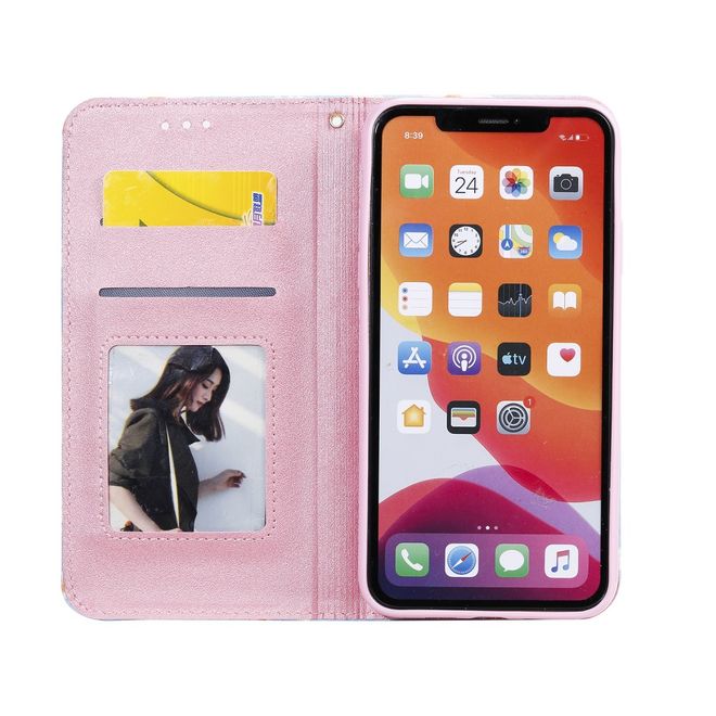 Étui pour iPhone 11 Pro Max - Couverture livre en cuir pailleté à fleurs - Vert