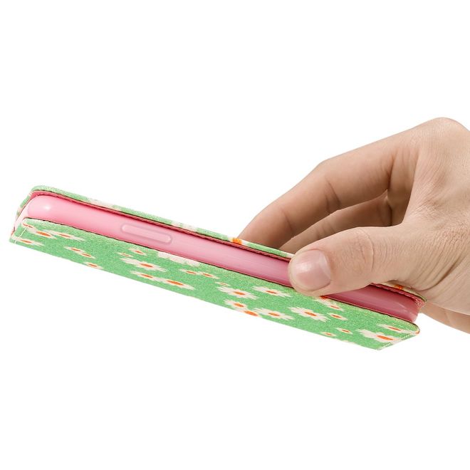 Étui pour iPhone 11 Pro Max - Couverture livre en cuir pailleté à fleurs - Vert
