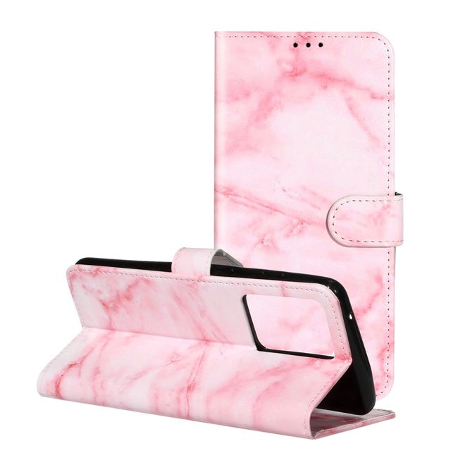 Samsung Galaxy S20 Ultra Handy Hülle - Leder Bookcover Image Series - pink Marmor