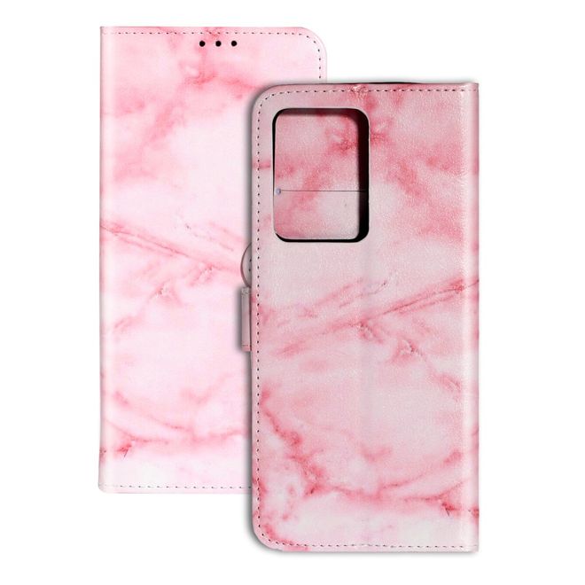 Samsung Galaxy S20 Ultra Handy Hülle - Leder Bookcover Image Series - pink Marmor