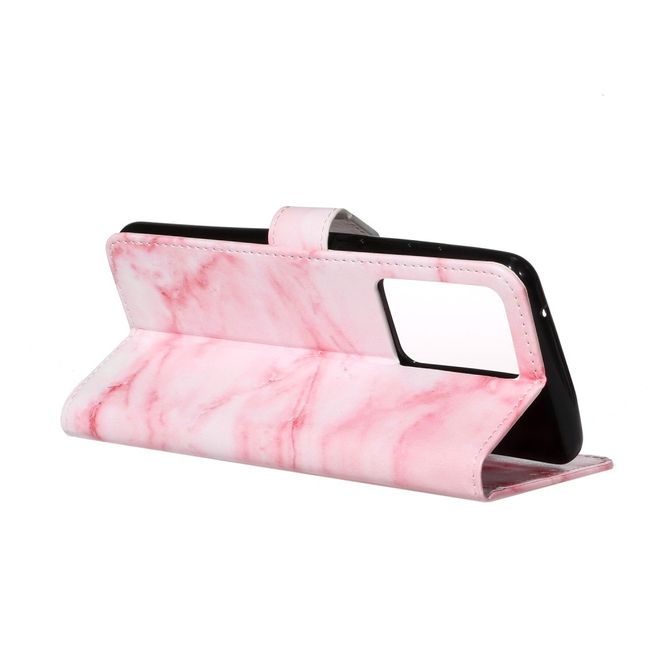Samsung Galaxy S20 Ultra Handy Hülle - Leder Bookcover Image Series - pink Marmor