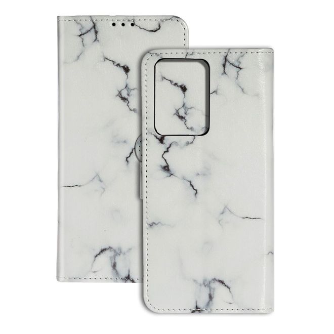 Samsung Galaxy S20 Handy Hülle - Leder Bookcover Image Series - Marmor weiss