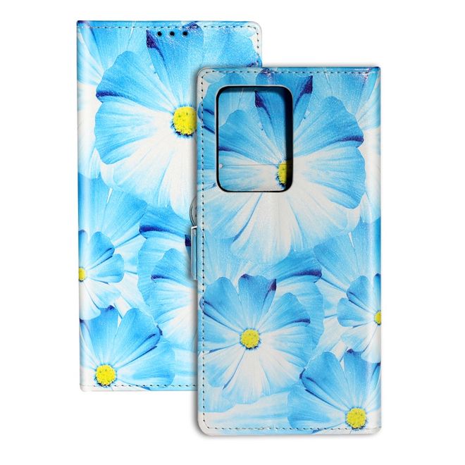 Samsung Galaxy S20 Handy Hülle - Leder Bookcover Image Series - blaue Blumen