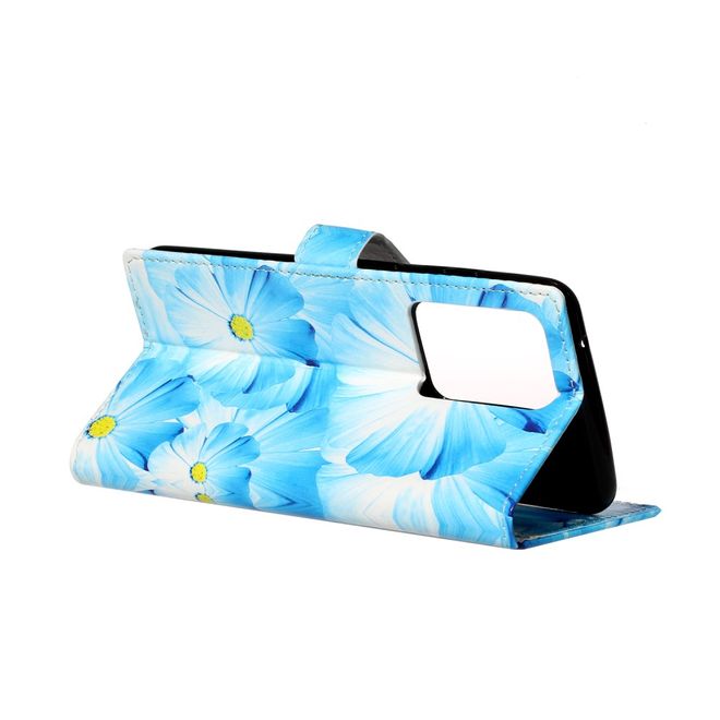 Samsung Galaxy S20 Handy Hülle - Leder Bookcover Image Series - blaue Blumen