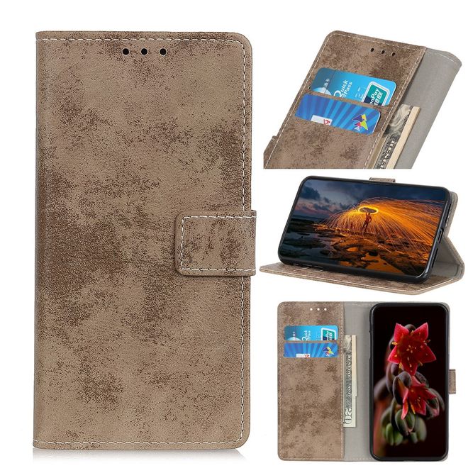 Samsung Galaxy Note 20 Handyhülle - Vintage Leder Bookcover Series - khakifarben
