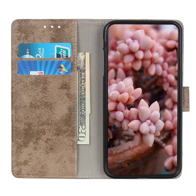 Samsung Galaxy Note 20 Handyhülle - Vintage Leder Bookcover Series - khakifarben