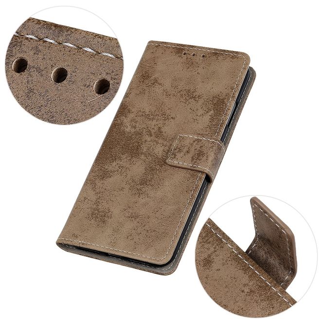 Samsung Galaxy Note 20 Handyhülle - Vintage Leder Bookcover Series - khakifarben