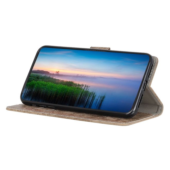 Samsung Galaxy Note 20 Handyhülle - Vintage Leder Bookcover Series - khakifarben
