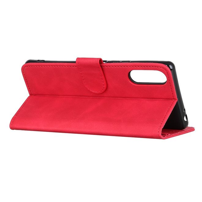 LG Velvet Handy Hülle - Classic IV Leder Bookcover Series - rot
