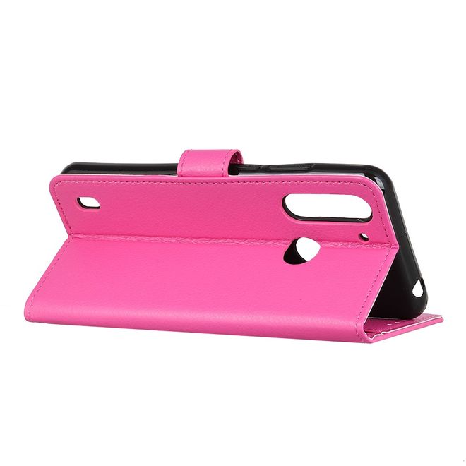 Motorola Moto G8 Power Lite Handy Hülle - Litchi Leder Bookcover Series - rosa