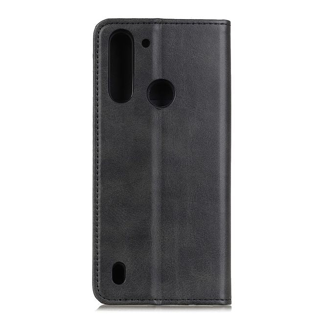 Motorola Moto G8 Power Lite Handy Hülle - Classic V Leder Bookcover Series - schwarz