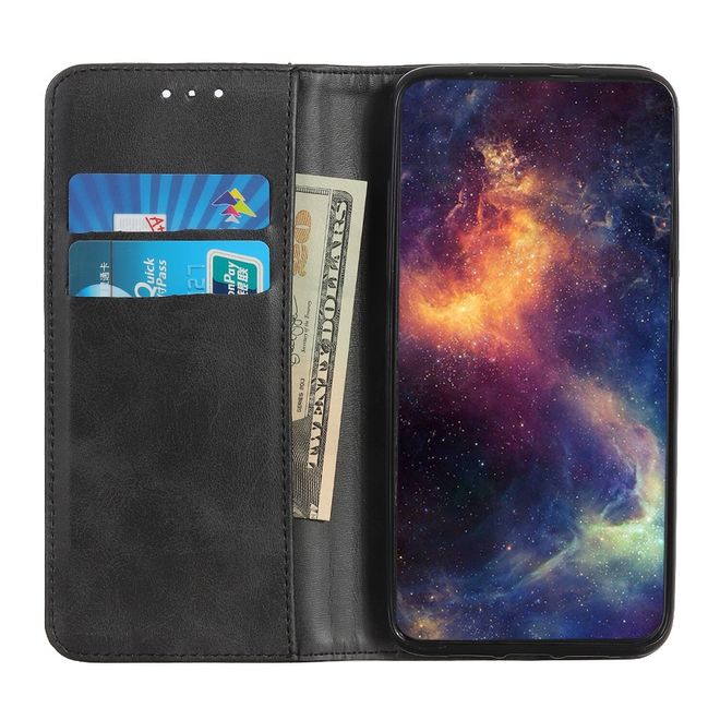 Motorola Moto G8 Power Lite Handy Hülle - Classic V Leder Bookcover Series - schwarz