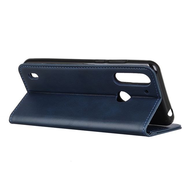 Motorola Moto G8 Power Lite Handy Hülle - Classic V Leder Bookcover Series - blau