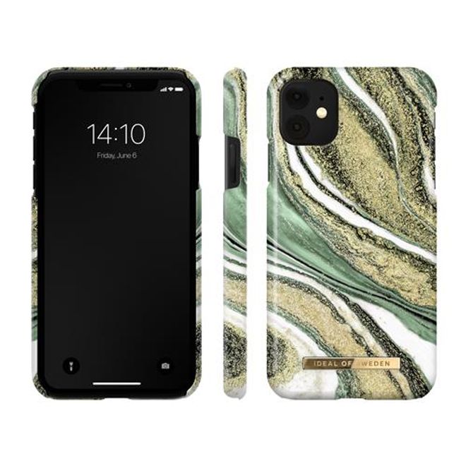 iDeal of Sweden - iPhone 11 / XR Hülle, Designer Case Cosmic Green Swirl - mehrfarbig