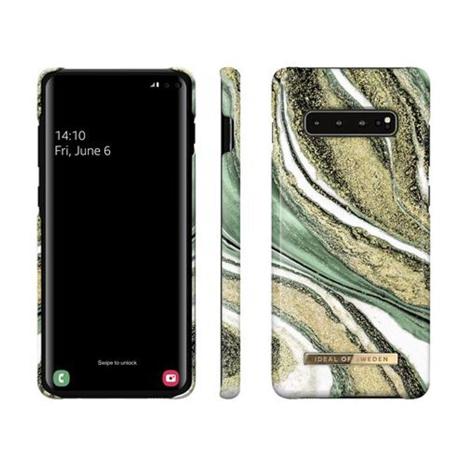 iDeal of Sweden - Samsung Galaxy S10 Plus Hülle, Designer Case Cosmic Green Swirl - mehrfarbig