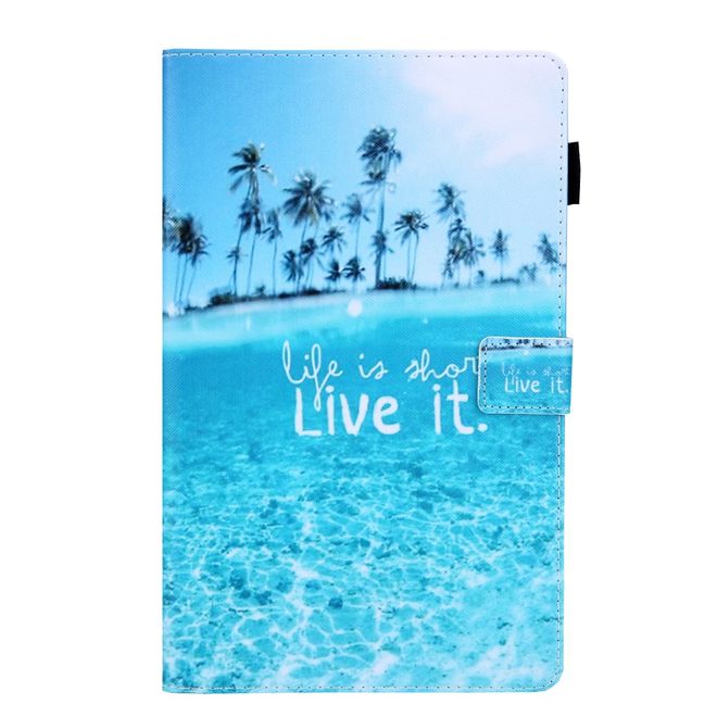 Samsung Galaxy Tab A 8.4 (2020) Hülle - Smart Kunstleder Case - mit Standfunktion - Beach und Palmen