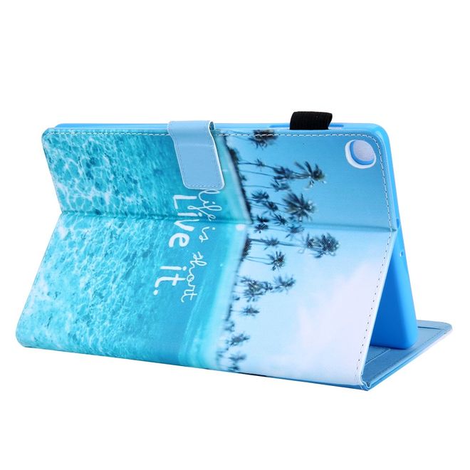 Samsung Galaxy Tab A 8.4 (2020) Hülle - Smart Kunstleder Case - mit Standfunktion - Beach und Palmen