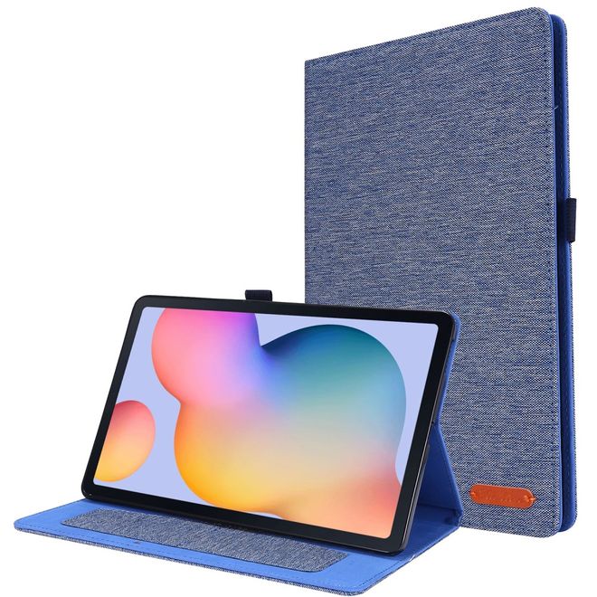 Samsung Galaxy Tab S6 Lite Hülle - Case aus Stoff/Kunstleder - mit Standfunktion - blau