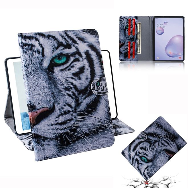 Samsung Galaxy Tab A 8.4 (2020) Hülle - Smart Kunstleder Case - mit Standfunktion - weisser Tiger