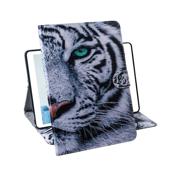 Samsung Galaxy Tab A 8.4 (2020) Hülle - Smart Kunstleder Case - mit Standfunktion - weisser Tiger