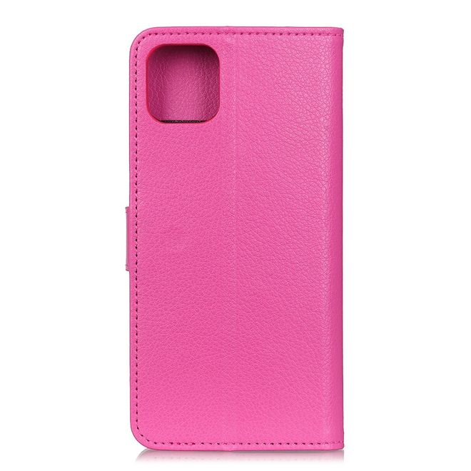 Huawei Y5p Handy Hülle - Litchi Leder Bookcover Series - rosa