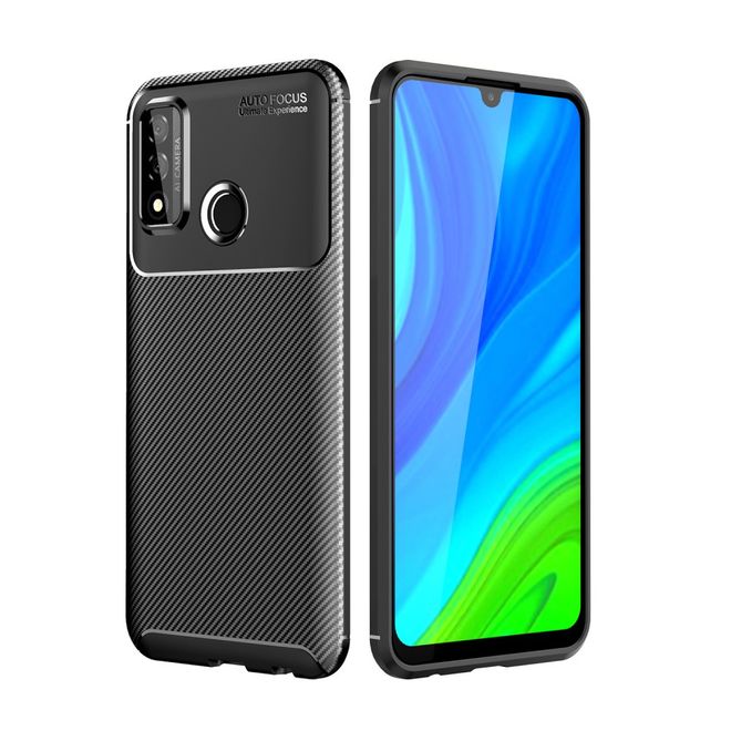 Huawei P smart 2020 Handyhülle - Carbon Fiber TPU Softcase Series - schwarz