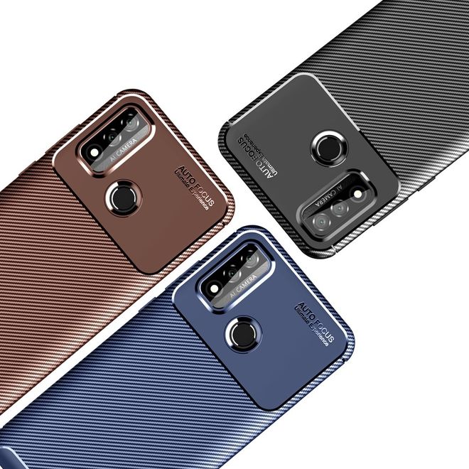 Huawei P smart 2020 Handyhülle - Carbon Fiber TPU Softcase Series - schwarz