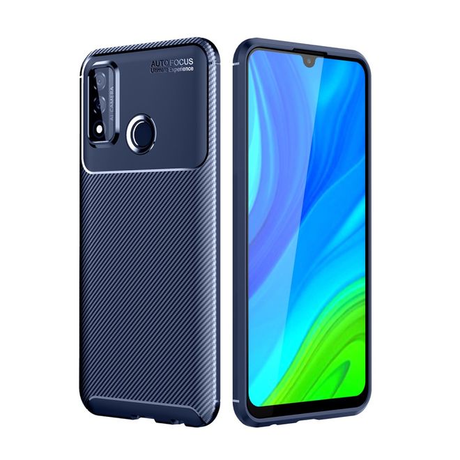 Huawei P smart 2020 Handyhülle - Carbon Fiber TPU Softcase Series - blau