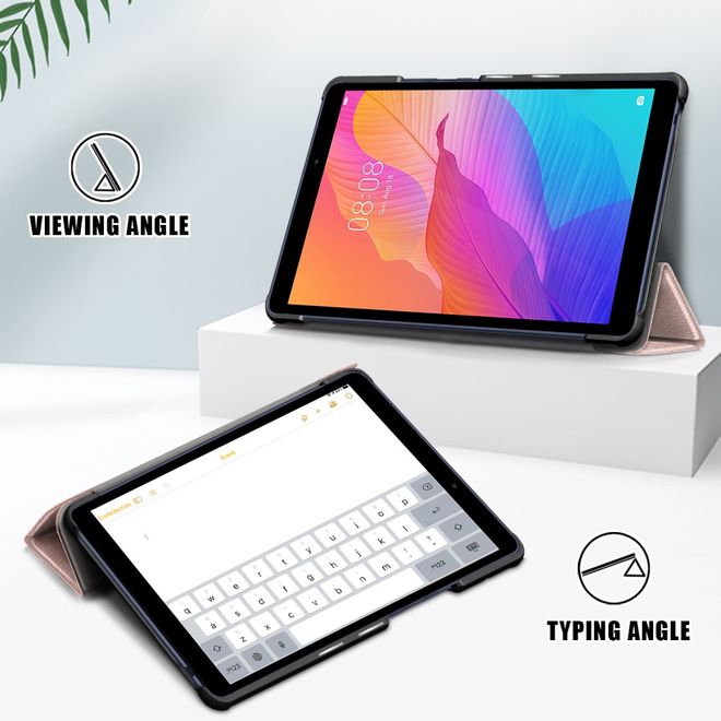 Huawei MatePad T8 Hülle - Dreifach faltbares Leder Case - rosegold