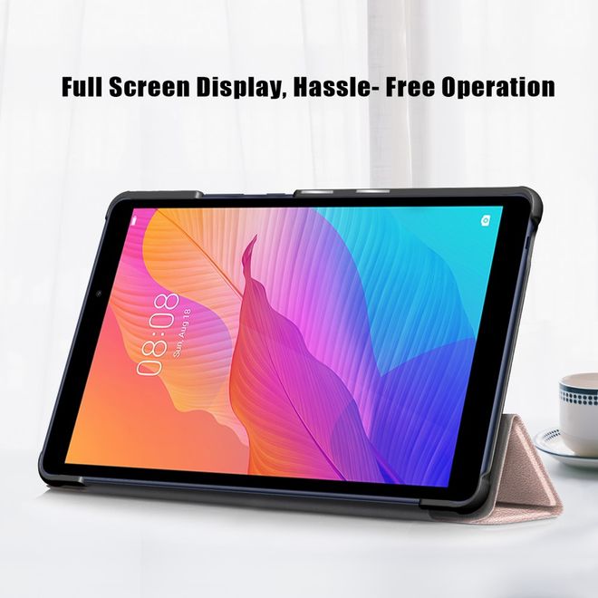 Huawei MatePad T8 Hülle - Dreifach faltbares Leder Case - rosegold