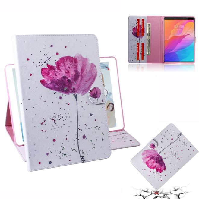 Huawei MatePad T8 Hülle - Smart Kunstleder Case - mit Standfunktion - schlichte Blume