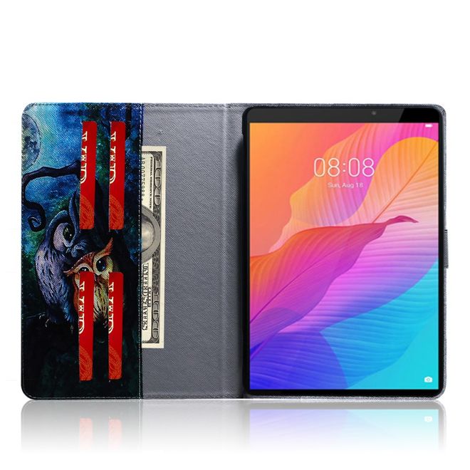 Huawei MatePad T8 Hülle - Smart Kunstleder Case - mit Standfunktion - düstere Eulen