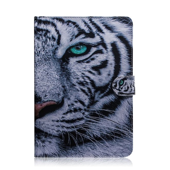 Huawei MatePad T8 Hülle - Smart Kunstleder Case - mit Standfunktion - weisser Tiger