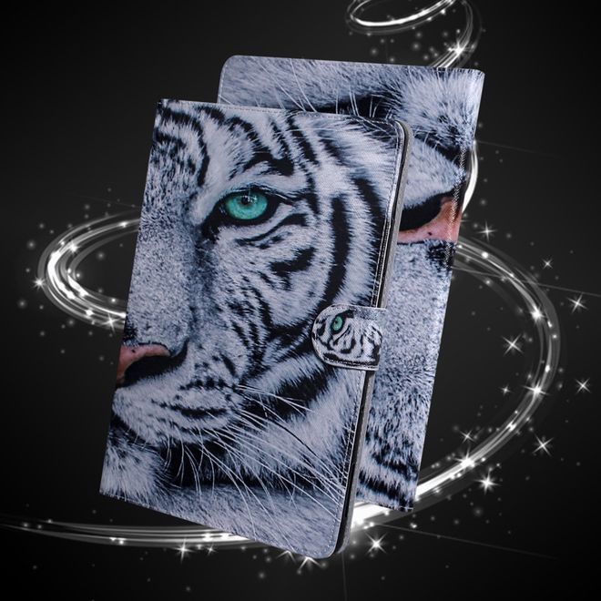 Huawei MatePad T8 Hülle - Smart Kunstleder Case - mit Standfunktion - weisser Tiger