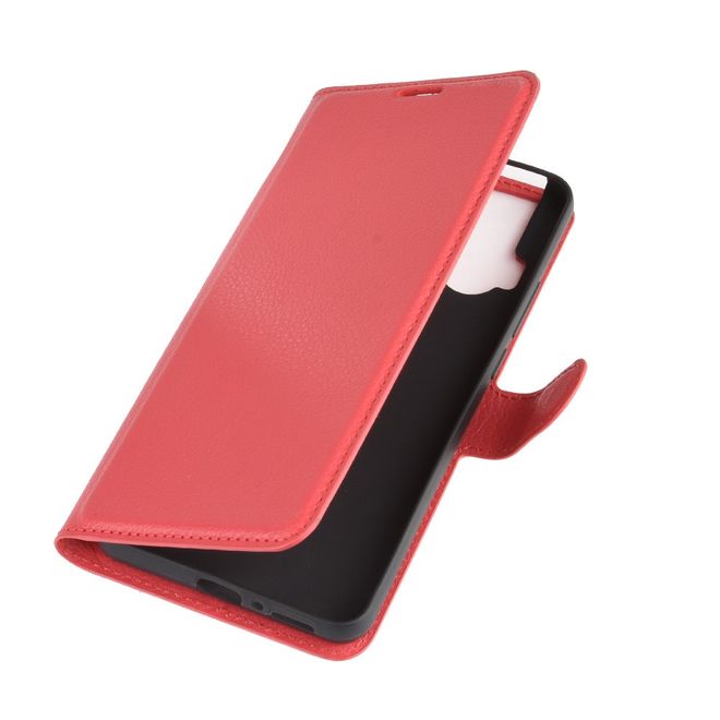 Motorola One Hyper Handy Hülle - Litchi Leder Bookcover Series - rot