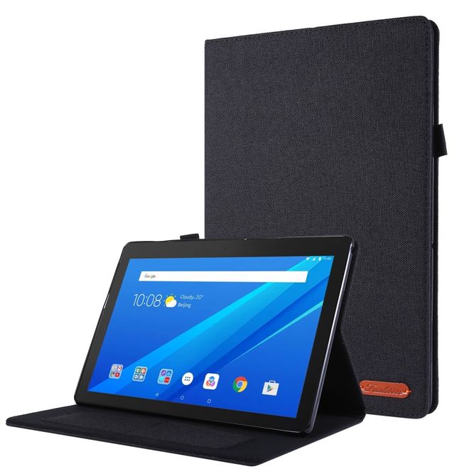 Lenovo Tab E10 Hülle - Case aus Stoff/Kunstleder - mit Standfunktion - schwarz