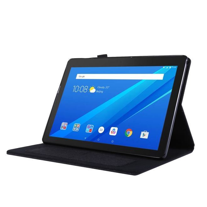Lenovo Tab E10 Hülle - Case aus Stoff/Kunstleder - mit Standfunktion - schwarz