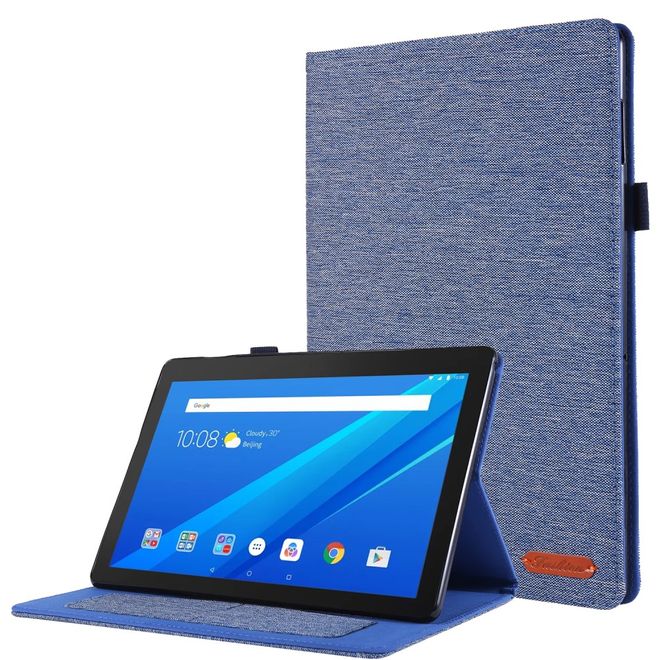 Lenovo Tab E10 Hülle - Case aus Stoff/Kunstleder - mit Standfunktion - blau