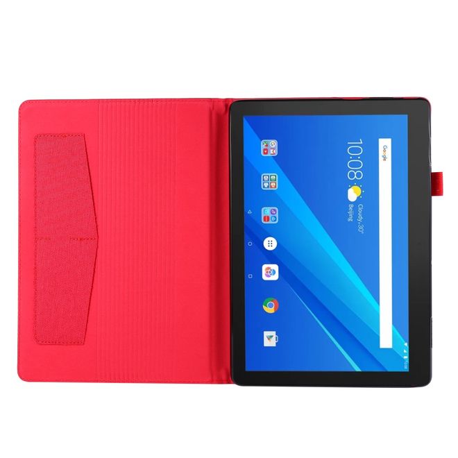 Lenovo Tab E10 Hülle - Case aus Stoff/Kunstleder - mit Standfunktion - rot