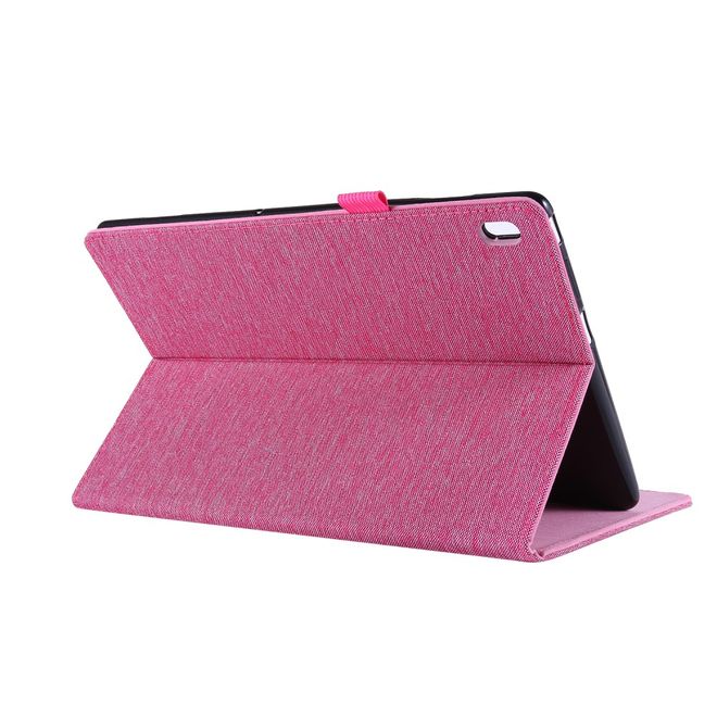 Étui pour Lenovo Tab E10 - Revêtement en tissu/cuir synthétique - Fonction support - Rose