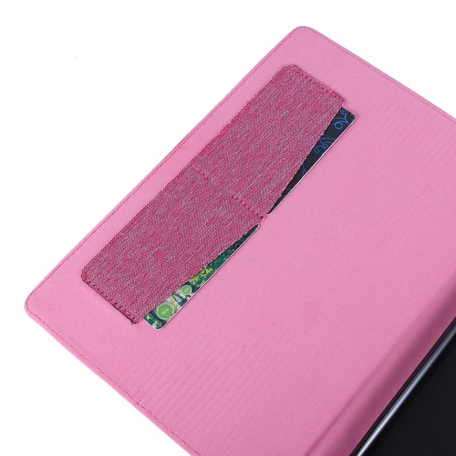 Étui pour Lenovo Tab E10 - Revêtement en tissu/cuir synthétique - Fonction support - Rose
