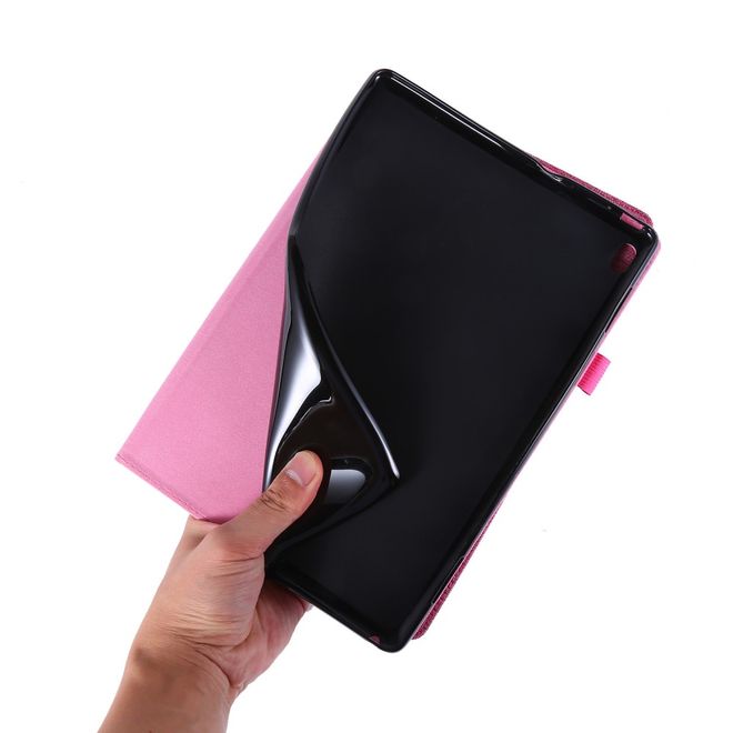 Étui pour Lenovo Tab E10 - Revêtement en tissu/cuir synthétique - Fonction support - Rose