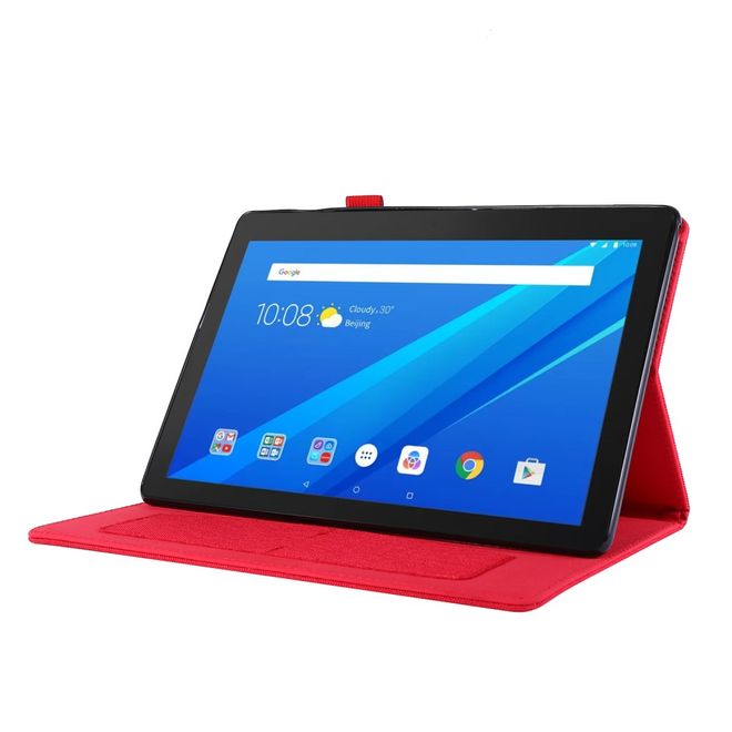 Lenovo Tab M10 Case - Fabric/Synthetic Leather Cover - with Stand Function - Red