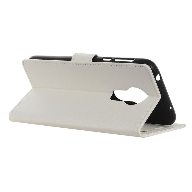 Nokia 5.3 Handy Hülle - Litchi Leder Bookcover Series - weiss