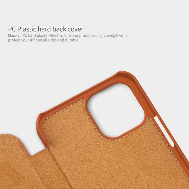 Nillkin - iPhone 12 Pro Max Hülle - Leder Book Case - Qin Series - braun