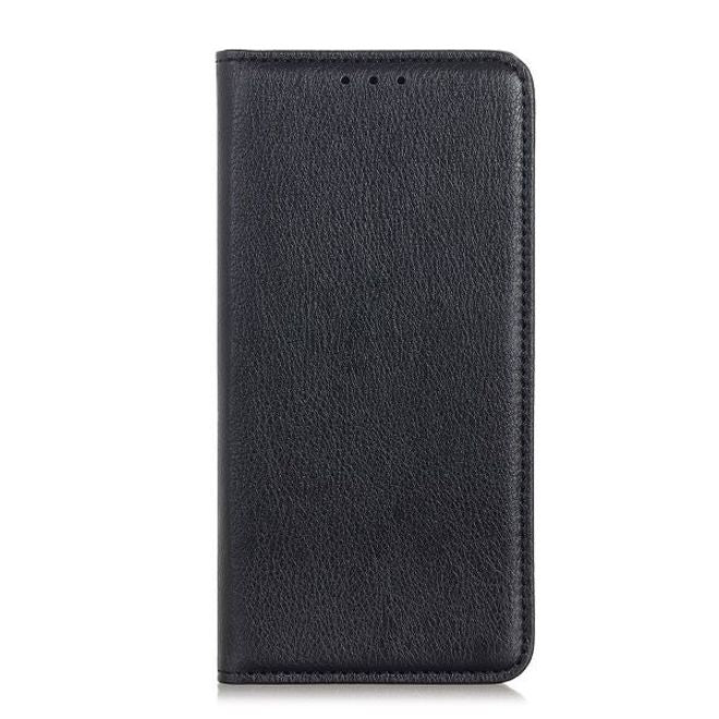 iPhone 12 Pro Max Handy Hülle - Litchi V Leder Bookcover Series - schwarz