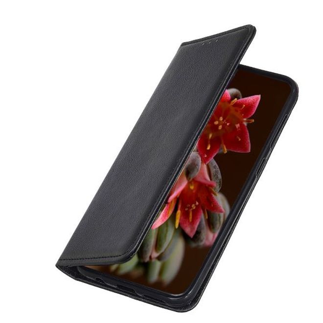 iPhone 12 Pro Max Handy Hülle - Litchi V Leder Bookcover Series - schwarz