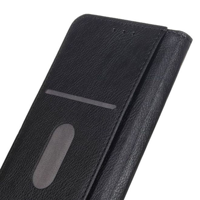 iPhone 12 Pro Max Handy Hülle - Litchi V Leder Bookcover Series - schwarz